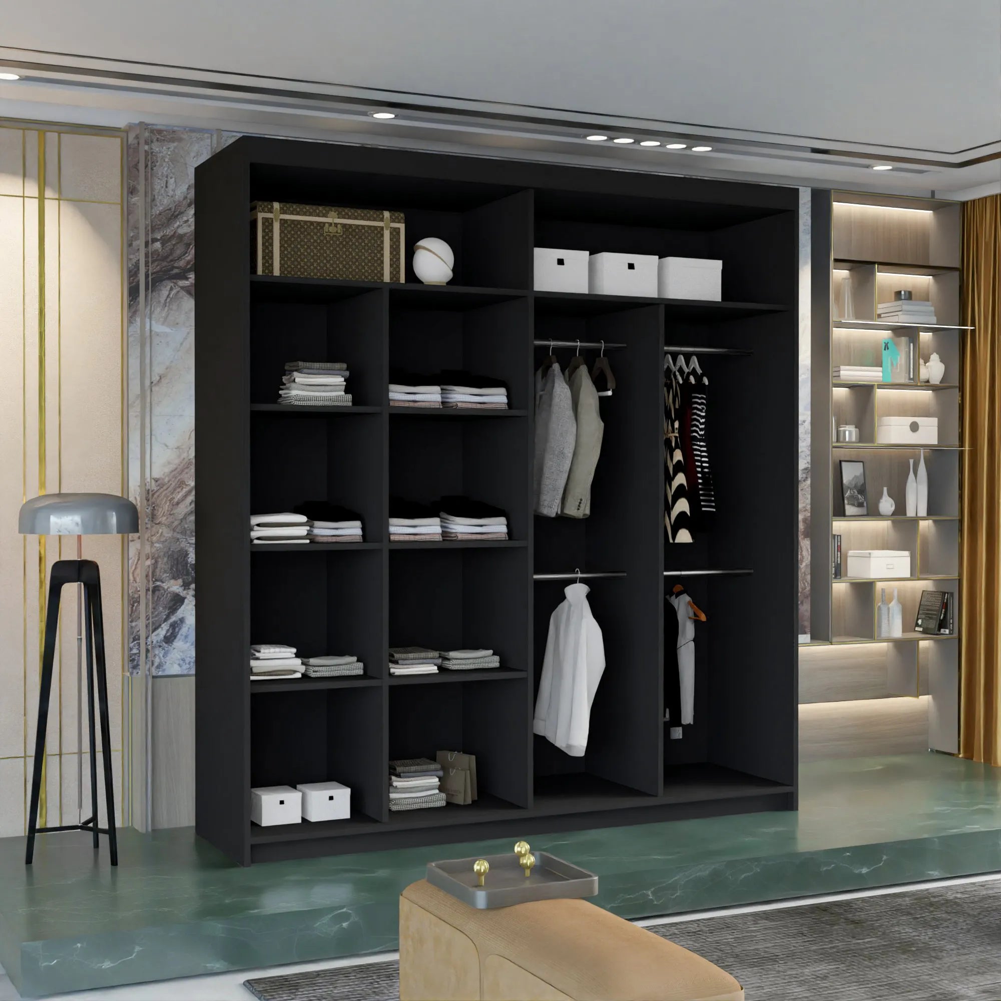 MARIKA-BLACK-WARDROBE-203-CM